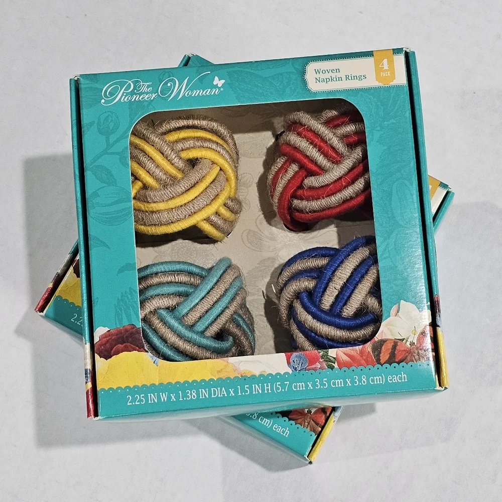 Woven Napkin Rings Set of 4 Box Pioneer Woman New Natural Materials